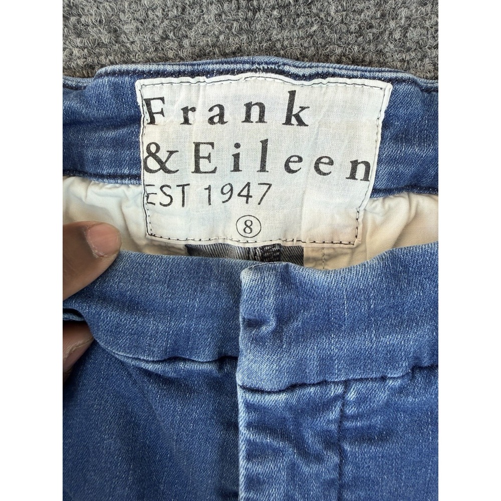Frank and Eileen Est 1947 Wicklow Italian Chino Denim Pants Raw Hem Blue Siz 8 - Picture 2 of 7